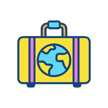 Turizm ve macera sembollü modern seyahat valizi