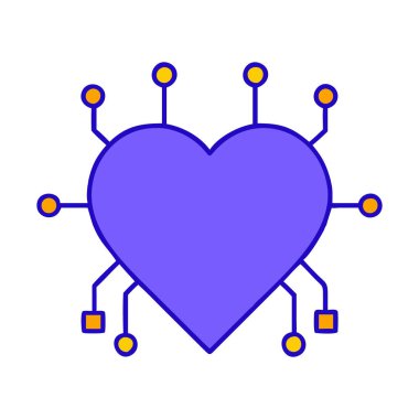 Dijital bağlantıyı sembolize eden devreli kalp