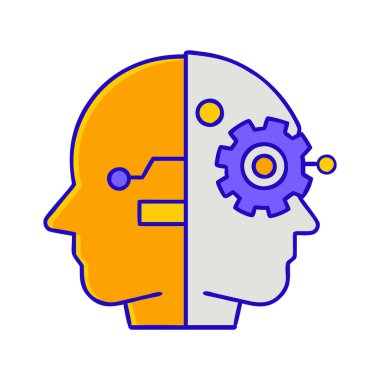 Yapay zekayı sembolize eden dijital teçhizatlı yarı insan kafası