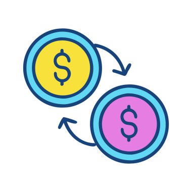 Finansal işlemler için dolar ve avro sembollü modern döviz simgesi