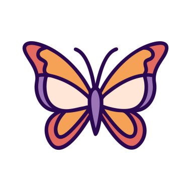 Turuncu ve mor kanatlı güzel kelebek