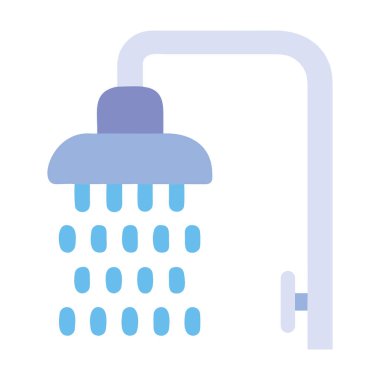 Akan su damlalarıyla dolu bir duş başlığı sahili ve havuz kenarındaki durulamayı simgeliyor.