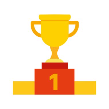 Kırmızı bir kaidede altın bir kupa ve bir numara