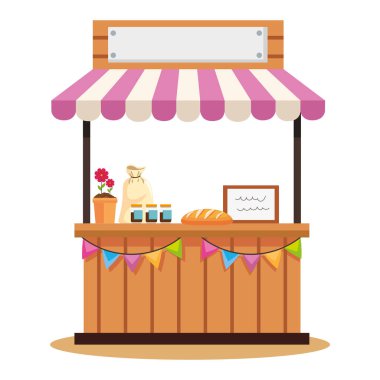 El yapımı gıda ürünleri sunan bir köy büfesi.