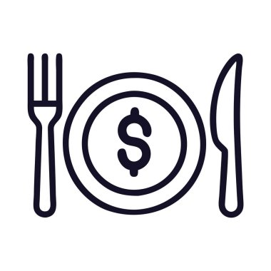 Yemek tabağı ikonu gıda iş ekonomisini sembolize ediyor.