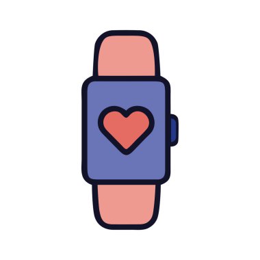 Smartwatch kalp ikonu teknolojisi illüstrasyonunu gösteriyor