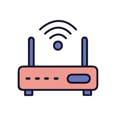 Wi-Fi sinyal teknolojisi çizimine sahip bir yönlendirici