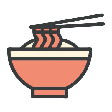 Japon ramen kasesi yemek çubuklarıyla izole edilmiş.