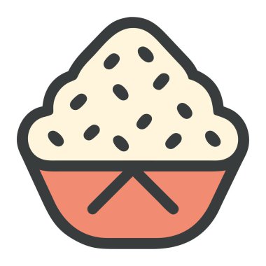 Japanese rice bowl with sesame seeds isolated clipart