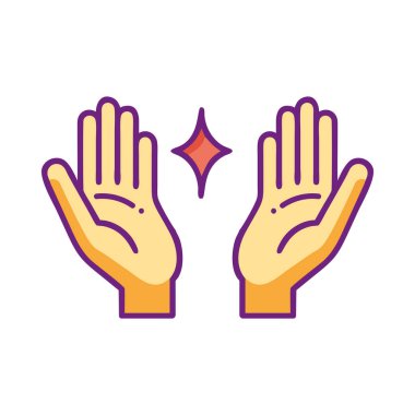 Sağlık ve denge için iyileştirici enerji yayan eller.