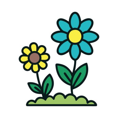 Doğal ortamda yetişen renkli kır çiçekleri koleksiyonu.