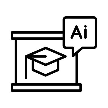 AI eğitim diploma simgesi illüstrasyonu