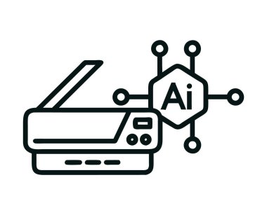 Ai printer artificial intelligence used in printing and document processing clipart