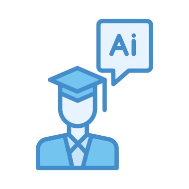 AI in Education graduate student blue illustration clipart