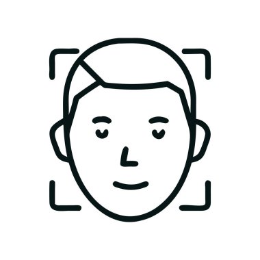 Ai face icon depicting a digital face used in artificial intelligence identification clipart