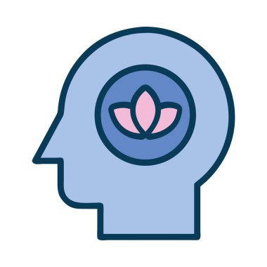 Farkındalık Meditasyon Dikkatli kafa mavi illüstrasyon