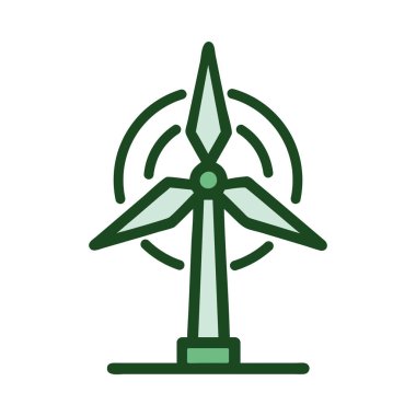 Çevre enerjisi rüzgar türbini yeşil çizim