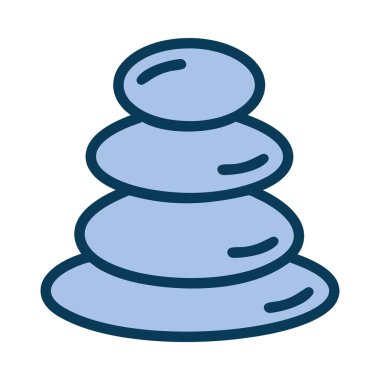 Farkındalık Meditasyonu taşlar istiflenmiş mavi illüstrasyon