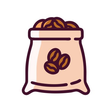 Çuval şeklindeki bir resimde kahve kültürü fasulyesi