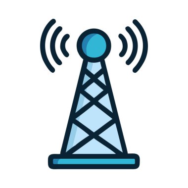 Telekomünikasyon sinyal kulesi kablosuz vektör çizimi