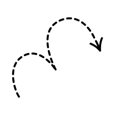 Kavisli noktalı sanatsal hareket içeren soyut çizgili ok pürüzsüz bir akış yaratıyor