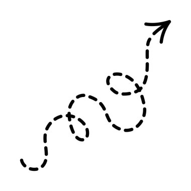 Noktalı spiral hareketli soyut çizgili ok yaratıcı çizim