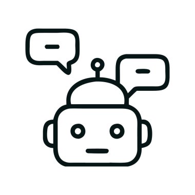 Konuşma baloncukları olan yapay robot sohbete odaklı