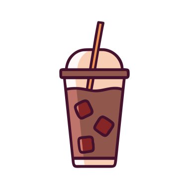 Kahve kültürü buzlu kahve içecek ikonu illüstrasyonu