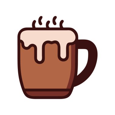 Kahvaltı için köpüklü sıcak bir kahve fincanı.