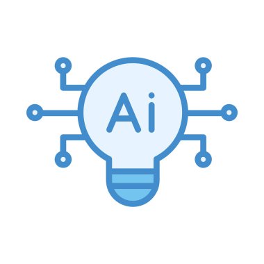 Eğitim yapay zekası yeniliğinde yapay zeka mavi illüstrasyon