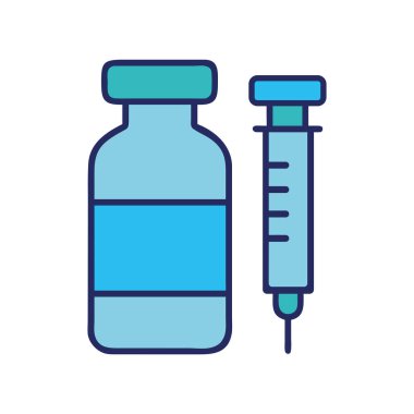 İlaç endüstrisi tıbbi aşı şişesi ikonu çizimi