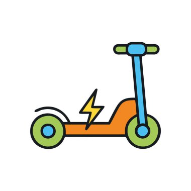 Güneş enerjisi elektrikli scooter simgesi çizimi