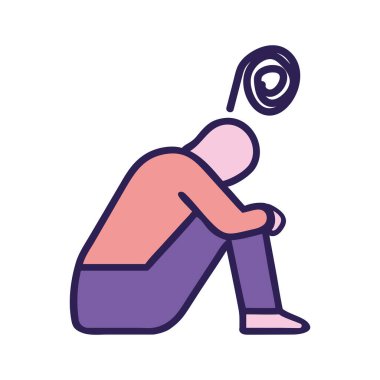 Ruh sağlığı depresyonu konsepti ikon biçimi illüstrasyonu
