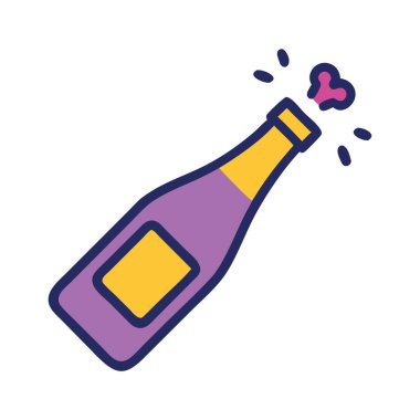 Yıldönümü şampanyası ikonu çizimi