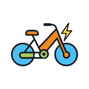Güneş enerjisi elektrikli bisiklet simgesi çizimi