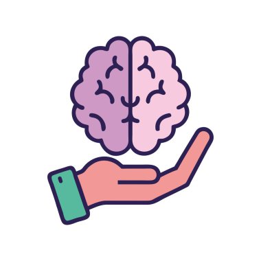 Zihinsel sağlık beyin destek simgesi çizimi