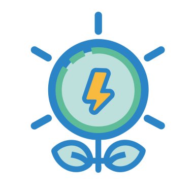 Güneş enerjisi çevre dostu yenilenebilir elektrik ikonu