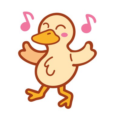 Sevimli hayvan çizgi filmi ördek şakıyan kuş ikonu