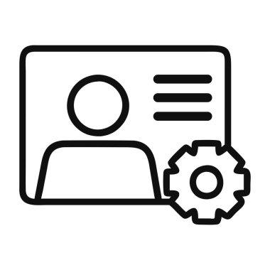 Yönetim ikonu ID profili ana hatları sembol organizasyonu iş yönetimi iş akışı verimliliği