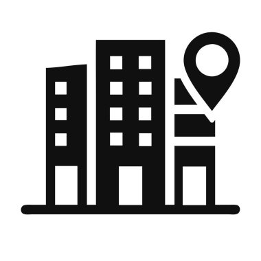 Ofis adresi ikonu gökdelen konumu GPS haritası