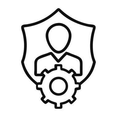 Yönetim yönetimi ikonu güvenli koruma ana hatları iş yönetimi stratejisi iş akışı verimlilik organizasyonu