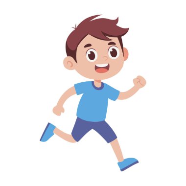 Çocuk dışarıda enerjik bir şekilde mutlu hareket ediyor.