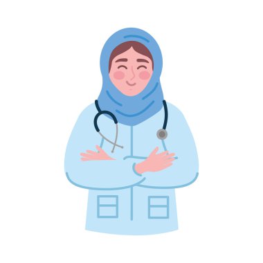 Doktor Hijab Kadın Profesyonel Simge