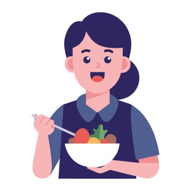 Sağlıklı Yemek İçin Salata Yiyen Öğrenci