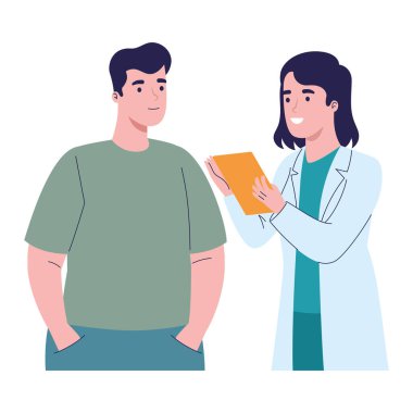 Doktor, sağlık hastasını kontrol et.