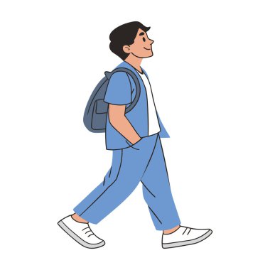 Sırt Çantası Simgesi ile Yürüyen Hemşirelik Öğrencisi