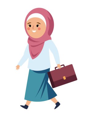 Başörtüsü Öğrencisi bir çantayla yürüyor