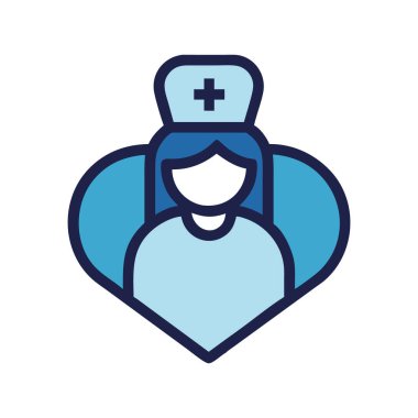 Kalp doktoru ve hemşire figürü.