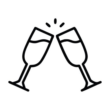 Düğün resmi ikonu şampanya kadehleri ve şenlik.