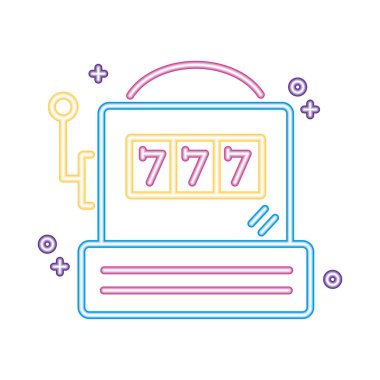 Şanslı numarası 777 olan neon kumarhane slot makinesi.